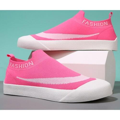 Womens Walking Shoes Sneakers Flat Knitting Autumn Plus Size 46 Female Mesh Ladies Slip on Breathable Unisex Shoes Sports Shoes