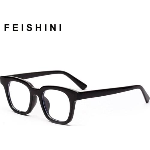 Feishini 2020 Clear Glasses Women Anti Blue Rays Blocking Gaming Computer Glasses Men Square Prescription Frame Myopia Rivet
