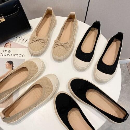 Fisherman Shoes Women 2021 New Loafers Comfortable and Breathable Knitted Single Shoes Soft Bottom Platform Sole Sports Shoes