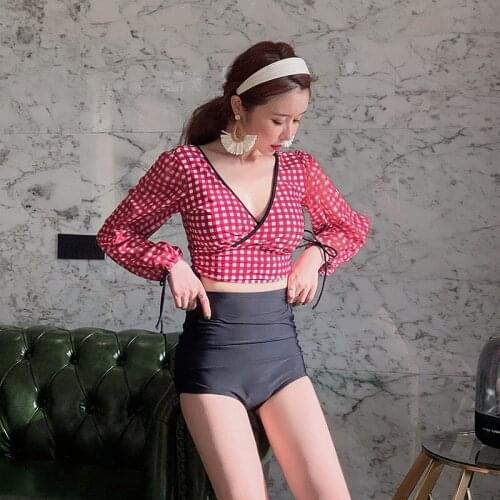 Long Sleeve Swimsuit Surfing Rashguard Woman Bathing Suit Female Cover 2020 New Bikini Set Split Fairy Animal Polyester Swimming