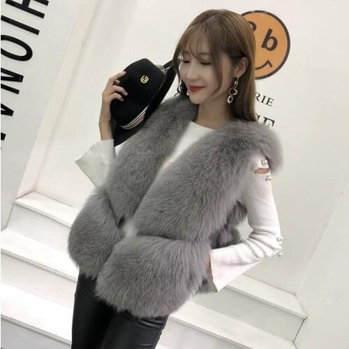 Real Fox Fur Vest Coats Women Clothes Korean Vintage Elegant Coat Autumn Winter Sleeveless Vests Manteau Femme Hiver ZL583
