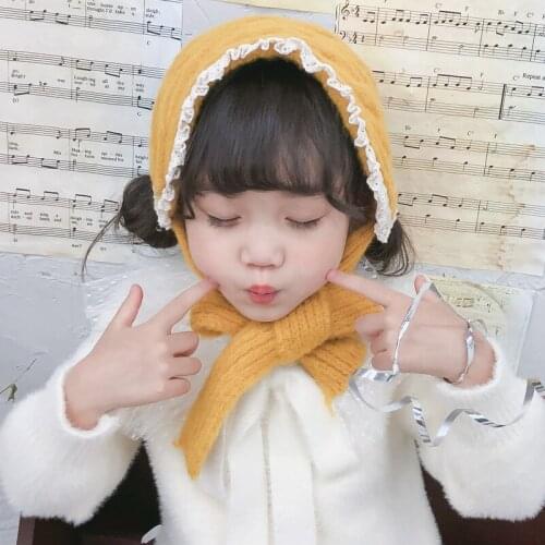 Girls Knitted Headband Scarf Korean Style Lace Cute Autumn Winter All-match 120*13 CM Pure Color Child Warm High Quality Scarf
