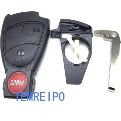 3+1 Buttons Remote Keyless Entry Smart Key Case Shell Cover Blank Blade Batery Holder for Mercedes Benz
