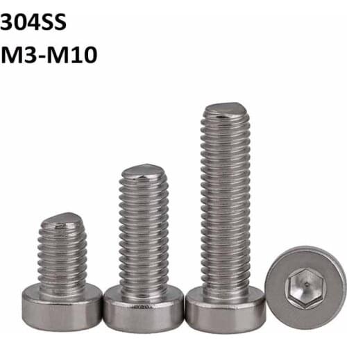 304 Stainless Steel Low-Profile Socket Head Screws Hex Hexagon Thin Low Short Profile Head Allen Cap Bolts M3 M4 M5 M6 M8 M10