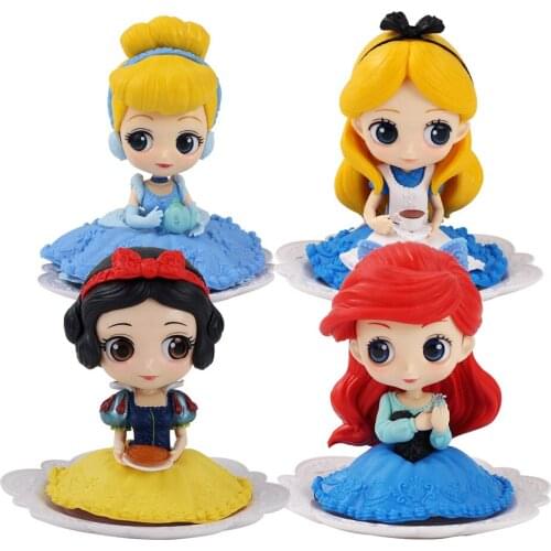 4pcs/lot 11-12cm Q Posket Princess Snow White Q Version Figure Dolls PVC Collection Model Toys
