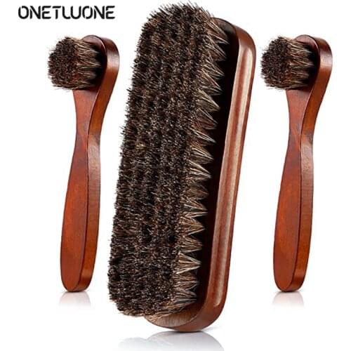 7.1" Horsehair Shoe Shine Brush ,100% Soft Genuine Horse Hair Bristles Beech Handle For Shoes, Boots & Other Leather Care