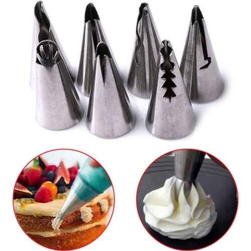 7pcs/set Wedding Russian Nozzles Pastry Puff Skirt Icing Piping Nozzles Pastry Decorating Tips Cake Cupcake Decorator Tools Lot