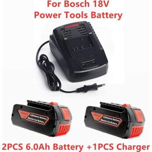 Aleaivy 18V 6.0A Rechargeable Li-ion Battery For Bosch 18V Power tool Backup 6000mah Portable Replacement BAT609 Indicator light