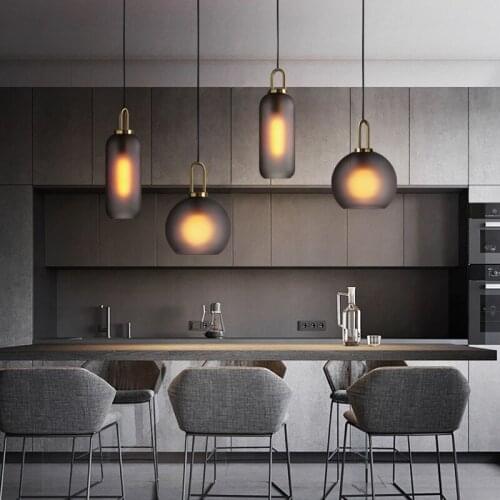 American Single Head Pendant Lights Modern Living Room Dining Room Lighting Industrial Wind Glass Ball Table Bar Pendant Light