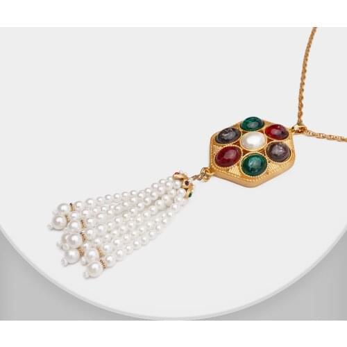Amorita boutique New design vintage style Long simulated-pearl tassels necklace fashion jewelry