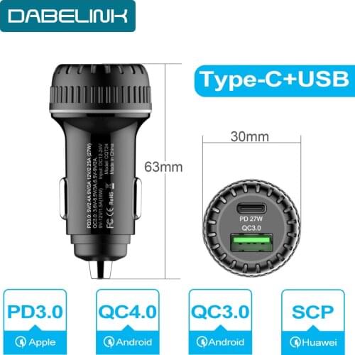 5A Car charger Quick Charger QC 4.0 PD 3.0 Car Phone Charger Dual USB 36W Type C LED 9V Vehicle fast charging for xiaomi Iphone