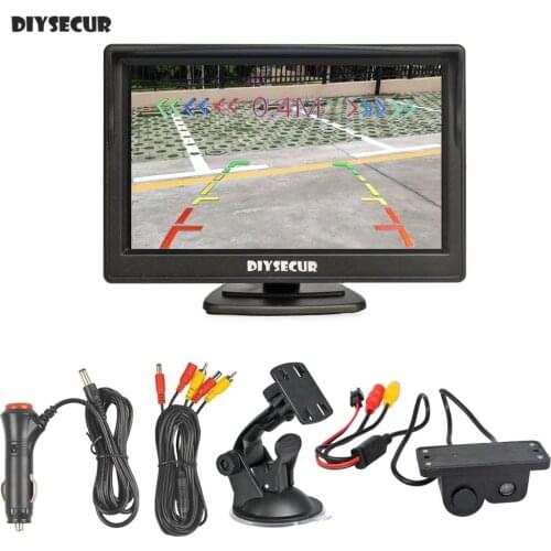 DIYSECUR Wired 5" HD TFT LCD Car Monitor + Waterproof Video Parking Radar Sensor Car Camera Rear View Camera Parking System