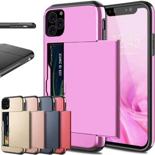 For iPhone SE 2020 SE2 11 Pro Max XI 5 5S 6 6S 7 8 Plus XS XR Case Slide Armor Wallet Card Slot Cover for iPhone 11Pro 10 XS MAX
