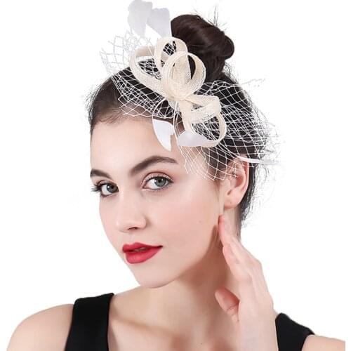 Amazing Fashion Mesh Fascinator Veils Headwear Bride Sinamay Headdress Ladies Elegant Occasion Party Dinner Hair Pin Headwear