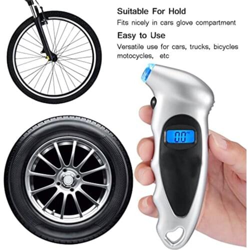 AstroAI Digital Tire Pressure Gauge 150 PSI 4 Settings for Car Truck Bicycle with Backlit LCD and Non-Slip Grip, Silver (1 Pack)
