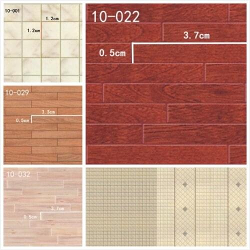 G05-X4625-4 children baby Toy 1:12 Dollhouse mini Furniture Miniature rement Wood grain Wallpaper with adhesive 42*29cm 3pcs/set