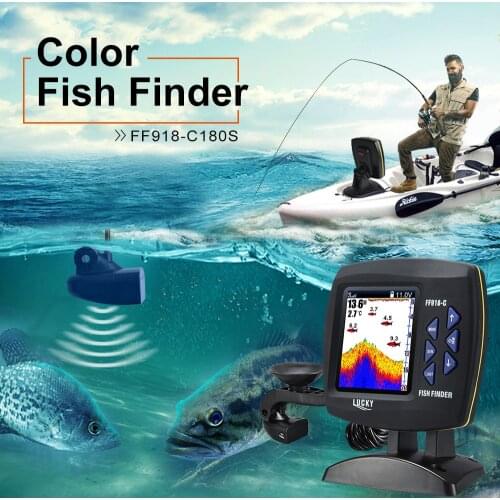Lucky Boat Fish Finders FF918-180S Fishing Echo Sounders For Boat Assistance FindFish Deeper Sonar Sensor FishFinders Pesca Lure