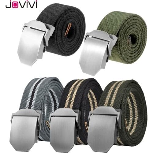 Jovivi New 1pcMen Vintage Webbing Nylon Tank Buckle Belt Military Outdoor Camouflage Belt Black/Army Green/Stripe Fashion Belt
