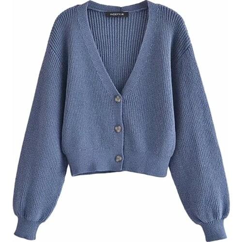 Za Women Fashion Buttons Solid Color Simplicity Knitted Cardigan Sweater Vintage Long Sleeve Loose Female Outerwear Chic Tops