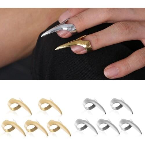 5Pcs/set Retro Punk Finger Ring Gothic Talon Nail Finger Claw Spiked Rings Jewelry Cosplay Party Halloween Accessories