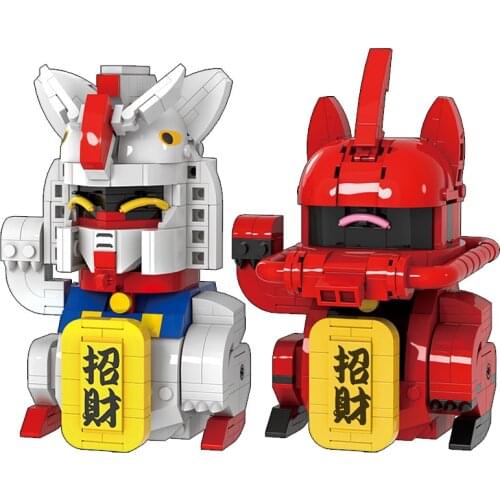 DIY MOC New Design Small Plastic Building Blocks Lucky RX-78 Cat Gundam Zaku animal Model Mecha Toys For Children Gifts