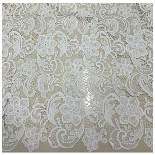 Hot Sale Nigerian Lace Fabrics 2017 White Embroidered Lace Trim African French Tulle Net Lace Fabric For Wedding Dress 2yards