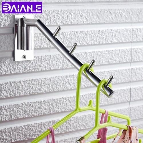 BAIANLE Toliet Stainless Steel Clothes Hook Wall Mount Indoor and Outdoor Rotating Coat Hook Bathroom Accessories