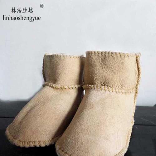 Linhaoshengyue Warm thick fashion real sheep fur baby boots or toddler shoes Suitable for autumn and winter