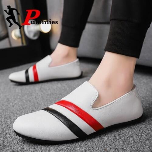 Mens Casual Shoes Patchwork Leather Loafers Flats Men Driving Shoes Soft Moccasins Footwear Male Slip-On Walking Shoes Sneakers