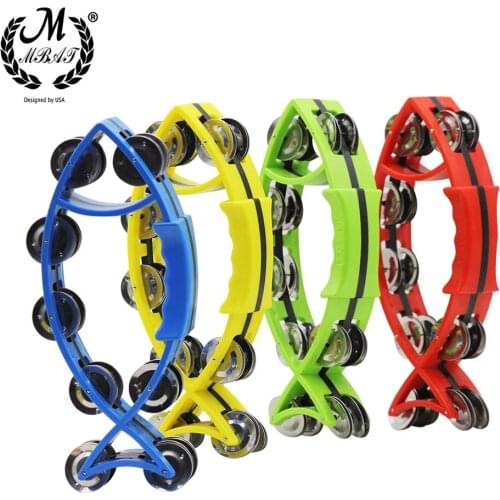 M MBAT Hand Held Bell Rattles Fish-Shape Tambourine Percussion with Double Metal Jingle Children Educational Toy for Party Games