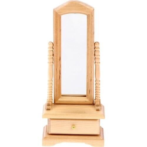 1 Pc 5.8*2.6*13.5cm 1:12 Dollhouse Mini Full-Length Dressing Mirror with Drawer Model Furniture Toys