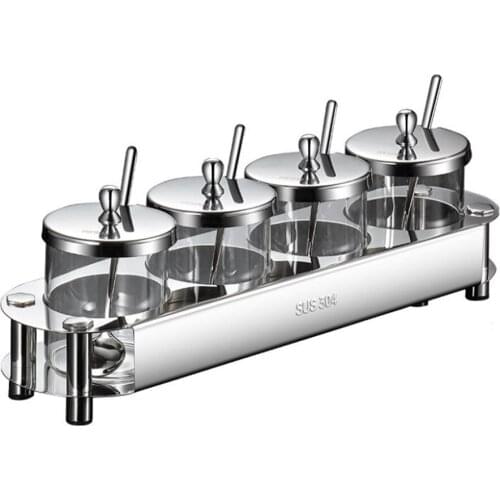 Multi-FunctionGlass seasoning jar Storage Rack Kitchen Organizer Seasoning Spice Jar Holder