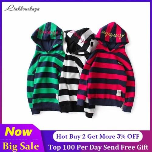 Fashion Spring Autumn Boys Sweatshirts Warm Kids Teen Long Sleeve Hoodies Coat Sweater Baby Long Sleeve Outfit striped Clothes