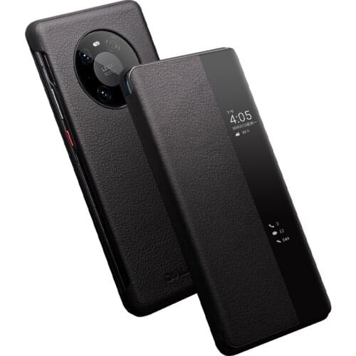 QIALINO Fashion Genuine Leather Flip Case for Huawei Mate 40 Ultra Light Phone Cover with Smart View for Huawei Mate 40 Pro