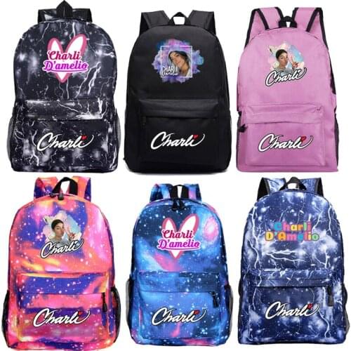 Trendy Charli Damelio Canvas Backpack Girls School Bag Boys Bookbags Men Daily Bagpack Women Kids Bag Knapsack Schoolbag Gift