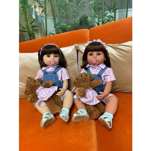 55CM very soft flexible full body silicone bebe girl reborn baby doll waterproof bath toy lifelike baby Birhthday gift toddler