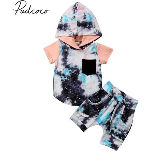2018 Brand New Toddler Infant Kids Baby Boy Hoodie Tops Pants 2Pcs Outfits Clothes Sets Summer Graffiti Stars Sunsuit 6M-4T