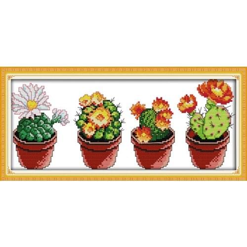 Oneroom still life style Beautiful cactus printable fabric cross stitch patterns kits for needlepoint craft