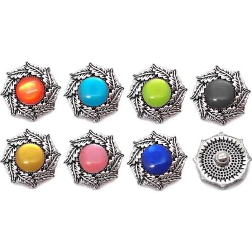 Wholesale w007 flower 18mm 20mm rhinestone metal button for snap button Bracelet Necklace Jewelry For Women Silver jewelry