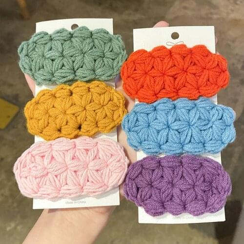 Autumn and Winter Children Cute Colors Knitting Ornament Hair Clips Girls Lovely Soft Barrettes Hairpins Kids Hair Accessories