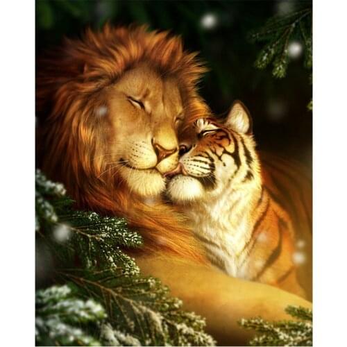 Full square round 5d DIY Diamond Painting Animal lion and tiger Diamond Embroidery Cross Stitch,almaznaya,rhinestone Decorative