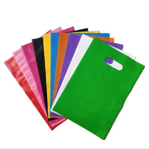 25pcs Blank plastic bag Jewelry Bag large plastic shopping bag with handle Small Gift Packing Bags (print logo need 200pcs)