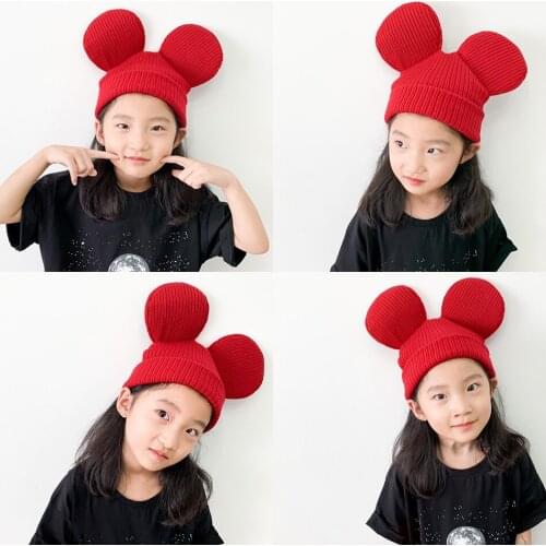 Christmas Cute Winter Baby Soft Warm Caps Fur Ball Pompom Cap Kids Girl Boy Winter Knitted Caps for Girls Hemming Hat Beanies