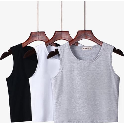 Sexy Women Crop Top White Black Gray Cotton Tank Top Slim Fit Summer Casual Korea Streetwear Bustier Top Bottoming Shirt Singlet