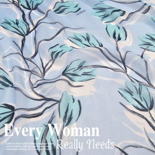 Silk Georgette Chiffon Fabric Dress Refreshing Light Blue Large Wide 100% Pleated Thin Spring Summer Skirt DIY Patchwork