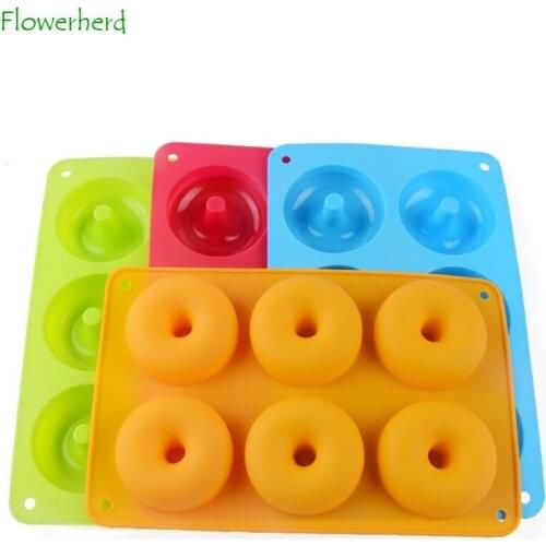 Large 6 Holes Silicone Donut Pans Mold Macaron Color Matching Round Biscuit Pastry Cake Baking Tools