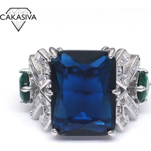 Topaz Blue Pebble Ring Emerald Water Drop Pear Band Gemstone Ring for Women Wedding Birthday Party Gift