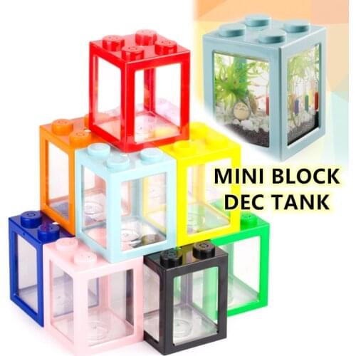 Creative Mini Multicolor Stackable Building Blocks Ecological Mini Aquarium Fish Tank Small Reptile Pet Box Landscape Seawe
