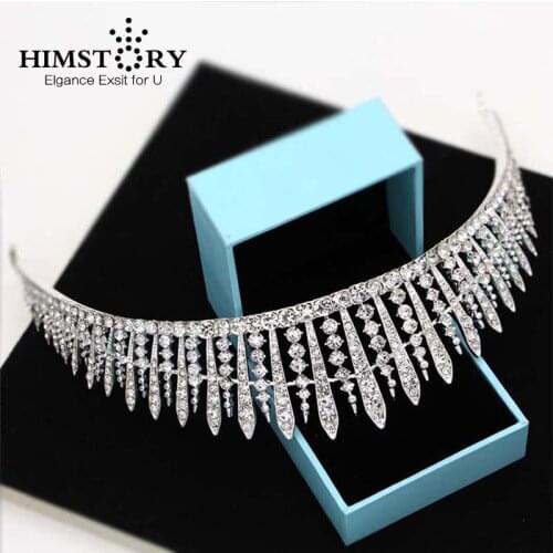 HIMSTORY Vintage Wedding Tiaras&Crowns Bride Hair Accessories Hair Ornaments Crystal Rhinestone Headpiece Hairwear