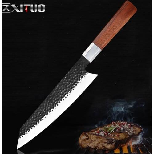 XITUO High Quality Chef Knife High Carbon Stainless Steel Handmade Knife Sliced Cleaver Kiritsuke Gyuto Knife Cooking Tool New